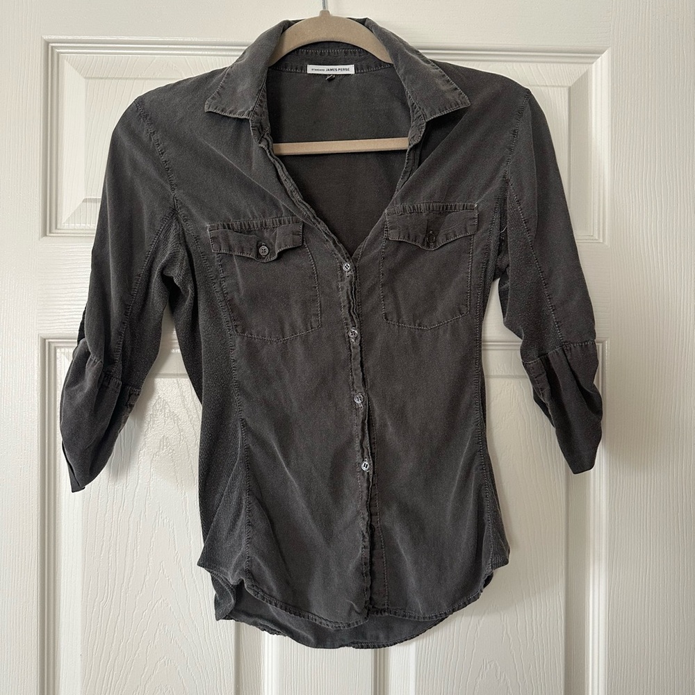 James Perse Charcoal Button-Up Shirt